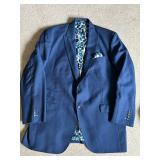 Bespoke Tailored Blue Italian Wool Suit - 44XL Long by Marzotto/Su Misura for Sam Surin