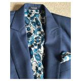 Bespoke Tailored Blue Italian Wool Suit - 44XL Long by Marzotto/Su Misura for Sam Surin