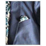 Bespoke Tailored Blue Italian Wool Suit - 44XL Long by Marzotto/Su Misura for Sam Surin