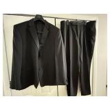 Caravelli Black Classic Satin Accent Tuxedo 4-Piece Set: Jacket 48R, Shirt XXL, Vest XXL, Pants 43in Waist