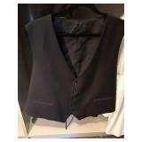 Caravelli Black Classic Satin Accent Tuxedo 4-Piece Set: Jacket 48R, Shirt XXL, Vest XXL, Pants 43in Waist
