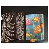 Table Linens Lot - 13 Straw Placemats, 11 Black/Gray Placemats, 8 Red Linen Striped Placemats, 4 Tablecloths