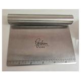 Glass Bakeware Lot: 3 Pie Plates, Potato Ricer, 2 Rolling Pins, Bench Scraper, Pastry Blender