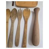 Wooden Kitchen Utensils - Assorted Spoons, Spatulas, Bowls & Bamboo Skewers & More