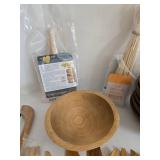 Wooden Kitchen Utensils - Assorted Spoons, Spatulas, Bowls & Bamboo Skewers & More