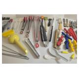 Assorted Kitchen Utensils & Tools - Cracker Set, Salad Server, Knives, Tongs, Gadgets