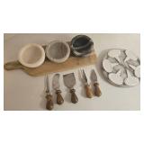 Laurie Gates Paddle Board - Marble Bowls, Berti Knives & Spreaders, Marble Tray, Ceramic Markers (Set of 6)