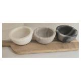 Laurie Gates Paddle Board - Marble Bowls, Berti Knives & Spreaders, Marble Tray, Ceramic Markers (Set of 6)