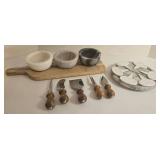Laurie Gates Paddle Board - Marble Bowls, Berti Knives & Spreaders, Marble Tray, Ceramic Markers (Set of 6)