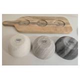 Laurie Gates Paddle Board - Marble Bowls, Berti Knives & Spreaders, Marble Tray, Ceramic Markers (Set of 6)