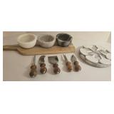 Laurie Gates Paddle Board - Marble Bowls, Berti Knives & Spreaders, Marble Tray, Ceramic Markers (Set of 6)