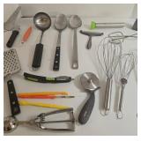 Assorted Kitchen Utensils Set - Graters, Whisks, Serving Spoons, Peelers, Spatulas, Pizza Cutter