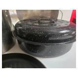 Cookware Set - All-Clad Stainless Stock Pot with Lid & Speckled Enamel Roaster & Grill Pan & Wok