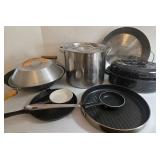 Cookware Set - All-Clad Stainless Stock Pot with Lid & Speckled Enamel Roaster & Grill Pan & Wok