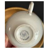 Upsala-Ekeby Tea Cup & Saucer, Dansk Tivoli Trivets (Lot of 3), Gold Charger Plate, Needlepoint Picture
