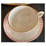 Upsala-Ekeby Tea Cup & Saucer, Dansk Tivoli Trivets (Lot of 3), Gold Charger Plate, Needlepoint Picture