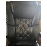 Executive Office Chair Black Pleather with Clear Polycarbonate Floor Mat