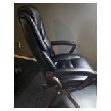 Executive Office Chair Black Pleather with Clear Polycarbonate Floor Mat