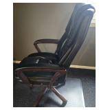 Executive Office Chair Black Pleather with Clear Polycarbonate Floor Mat