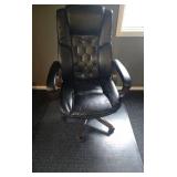 Executive Office Chair Black Pleather with Clear Polycarbonate Floor Mat