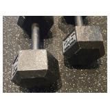 Two 25-lb Hex Dumbbells (Lot of 2)