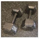 Two 25-lb Hex Dumbbells (Lot of 2)