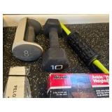 Fitness Bundle - Magic Back Support, Gaiam Yoga Mat, 8 lb & 10 lb Dumbbells, Ankle Weights