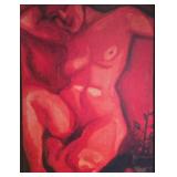 Marc Chagall - Red Nude Sitting Up - Framed Reproduction Canvas Print