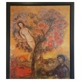 Framed Reproduction Canvas Print - Marc Chagall Tree Over Village (La Branche / Tree of Life)