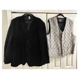 Claiborne Velvet Black Tie Jacket 48XL Long & Brandon Michael Vest XXL