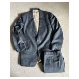 Sam Surin Windowpane Gray Italian Wool Suit - 44 Chest XL Long