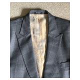 Sam Surin Windowpane Gray Italian Wool Suit - 44 Chest XL Long