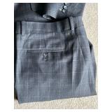 Sam Surin Windowpane Gray Italian Wool Suit - 44 Chest XL Long