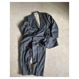 Sam Surin Windowpane Gray Italian Wool Suit - 44 Chest XL Long