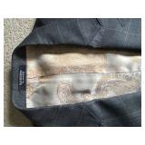 Sam Surin Windowpane Gray Italian Wool Suit - 44 Chest XL Long