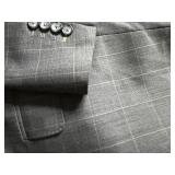 Sam Surin Windowpane Gray Italian Wool Suit - 44 Chest XL Long