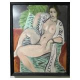 Henri Matisse - Draped Nude Screen Print on Canvas, 26 x 32 in, Framed