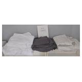 King Microfiber Sheets - 4 Sets - White, Charcoal & Tan/White Print - King Size