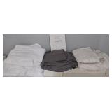 King Microfiber Sheets - 4 Sets - White, Charcoal & Tan/White Print - King Size