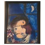 Framed Marc Chagall - Two Heads at the Window Reproduction Canvas Print