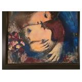 Framed Marc Chagall - Two Heads at the Window Reproduction Canvas Print