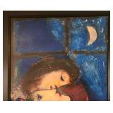 Framed Marc Chagall - Two Heads at the Window Reproduction Canvas Print