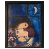 Framed Marc Chagall - Two Heads at the Window Reproduction Canvas Print