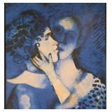Marc Chagall - 1914 Lovers in Blue Framed Canvas Reproduction Print