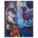 Marc Chagall Le Paysage bleu 20 x 26 Framed Canvas Print 1949