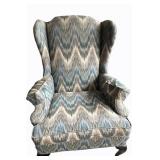 Custom Fabric Wingback Chair - 31 in W x 34 in D x 46 in H - Ikat Zigzag