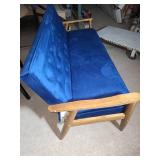 Sorrento Navy Blue Velvet Walnut Finished Wooden 3-seater Sofa