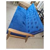 Sorrento Navy Blue Velvet Walnut Finished Wooden 3-seater Sofa