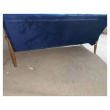 Sorrento Navy Blue Velvet Walnut Finished Wooden 3-seater Sofa
