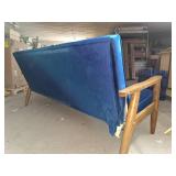 Sorrento Navy Blue Velvet Walnut Finished Wooden 3-seater Sofa